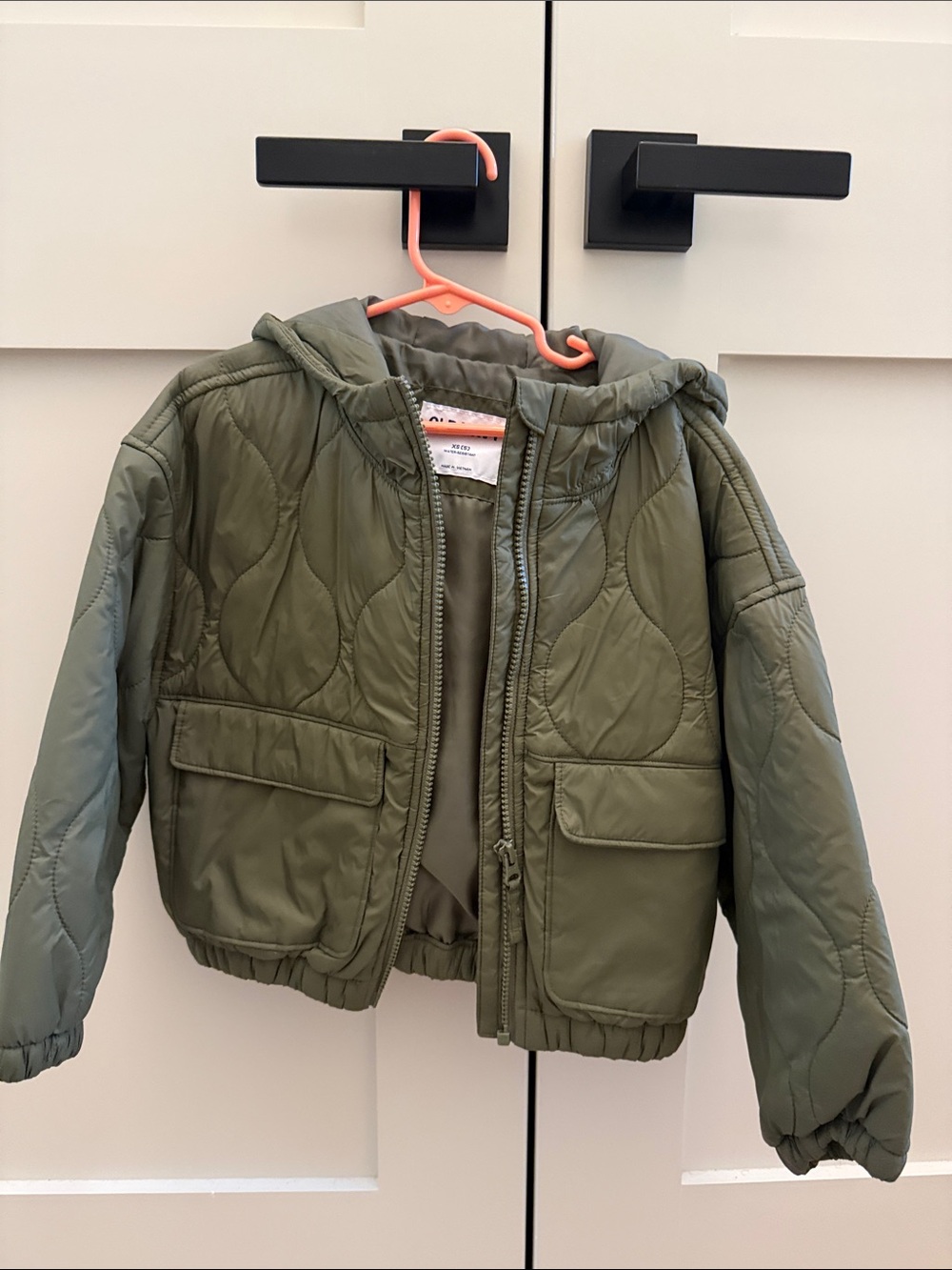 Old Navy Olive Green Quilted Hooded Puffer Jacket